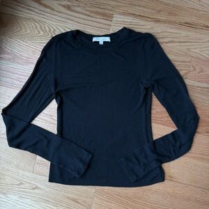 Favorite Daughter Black The Rib Long Sleeve Top Crewneck Soft Modal - Size S